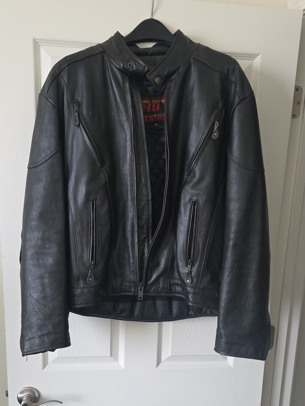 Men's Black Leather Bomber Jacket